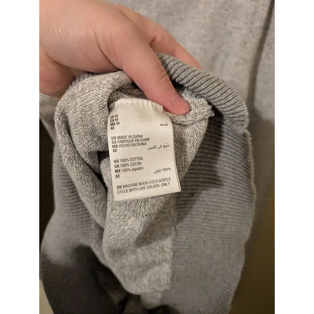 Club Room Grey/White Sweater With Ribbed Cuff/ Bottom